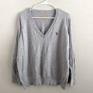US Polo association gray V neck sweater